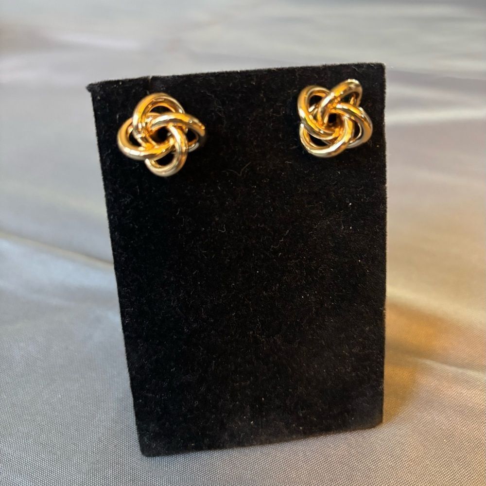 NEW Love Knots Gold Tone Post Earrings NWT